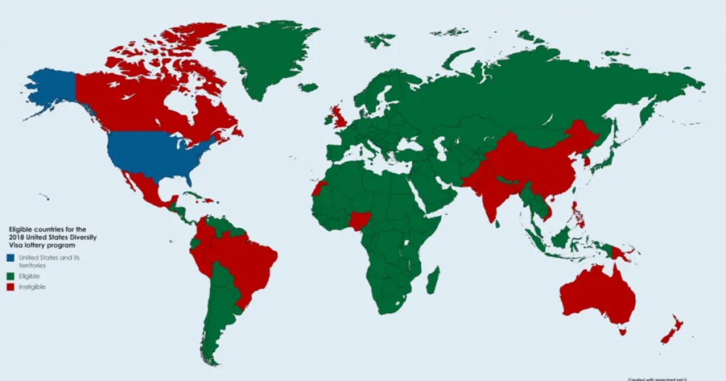 DV Lottery 2026, 2027, 2028, 2029 Eligible Countries List